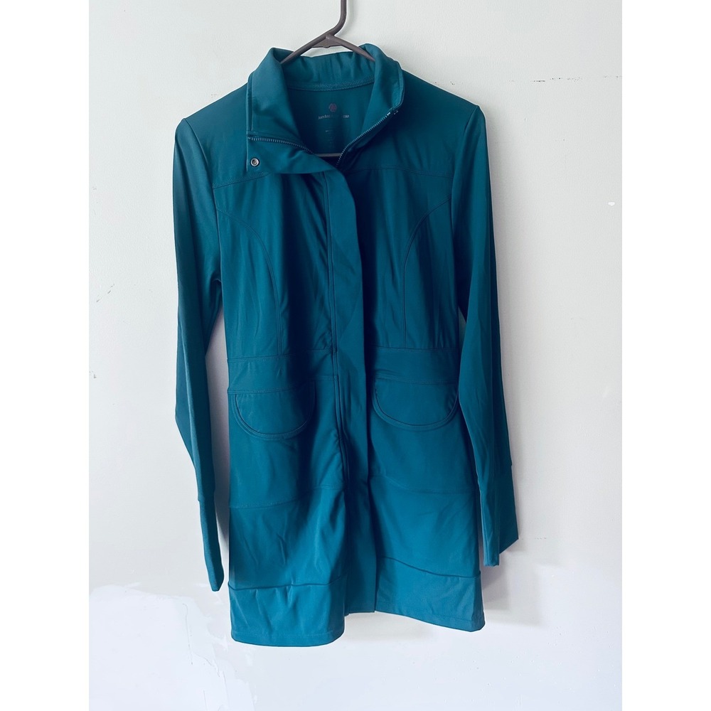 AnyAge Madison Activewear Teal Green Longline ZipUp Athletic Jacket Women Large